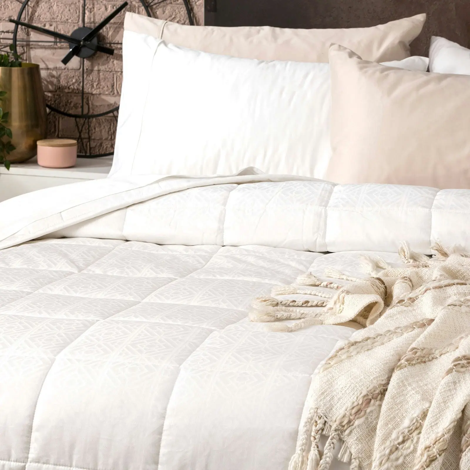 Mosaic Comforter sets Cotton Jacquard White