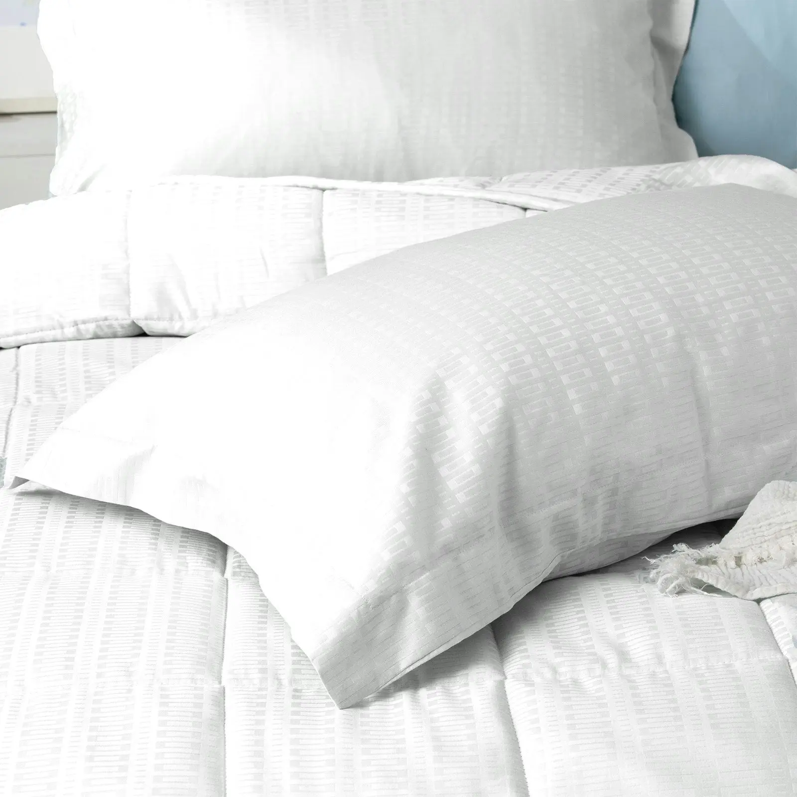 Binary Comforter sets Cotton Jacquard White