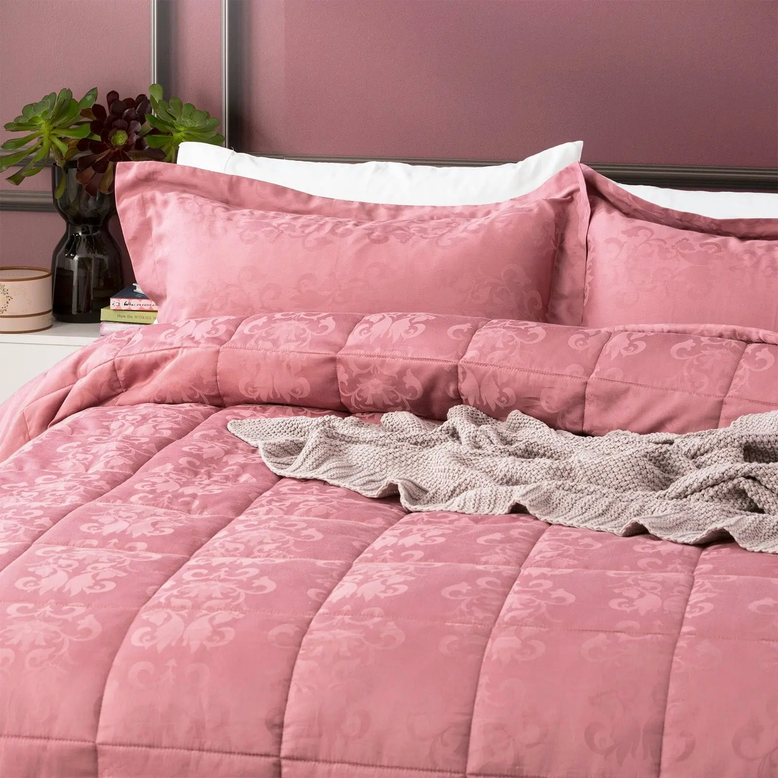 Paisley Comforter sets Cotton Jacquard Rose