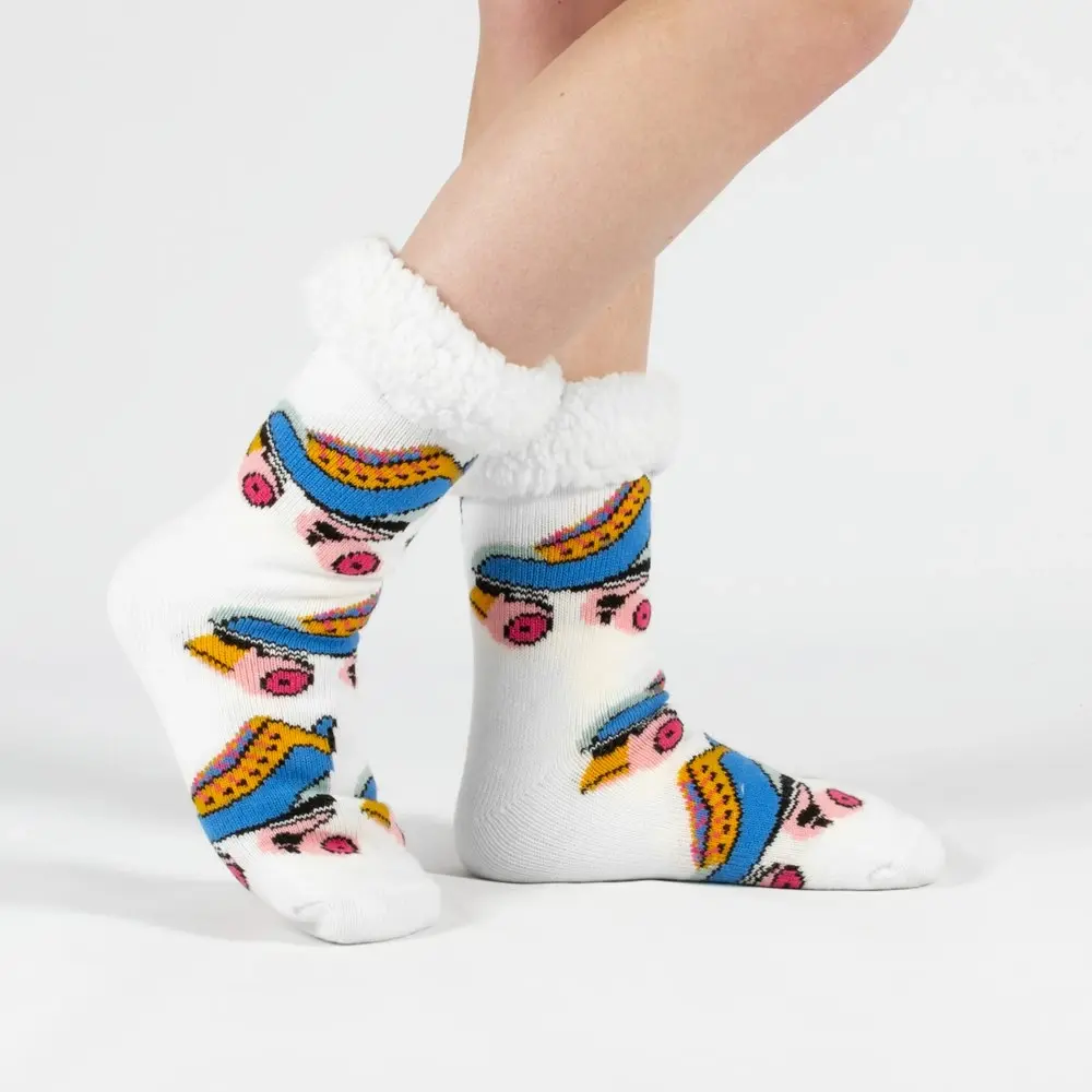 Retro White Sherpa Winter Socks