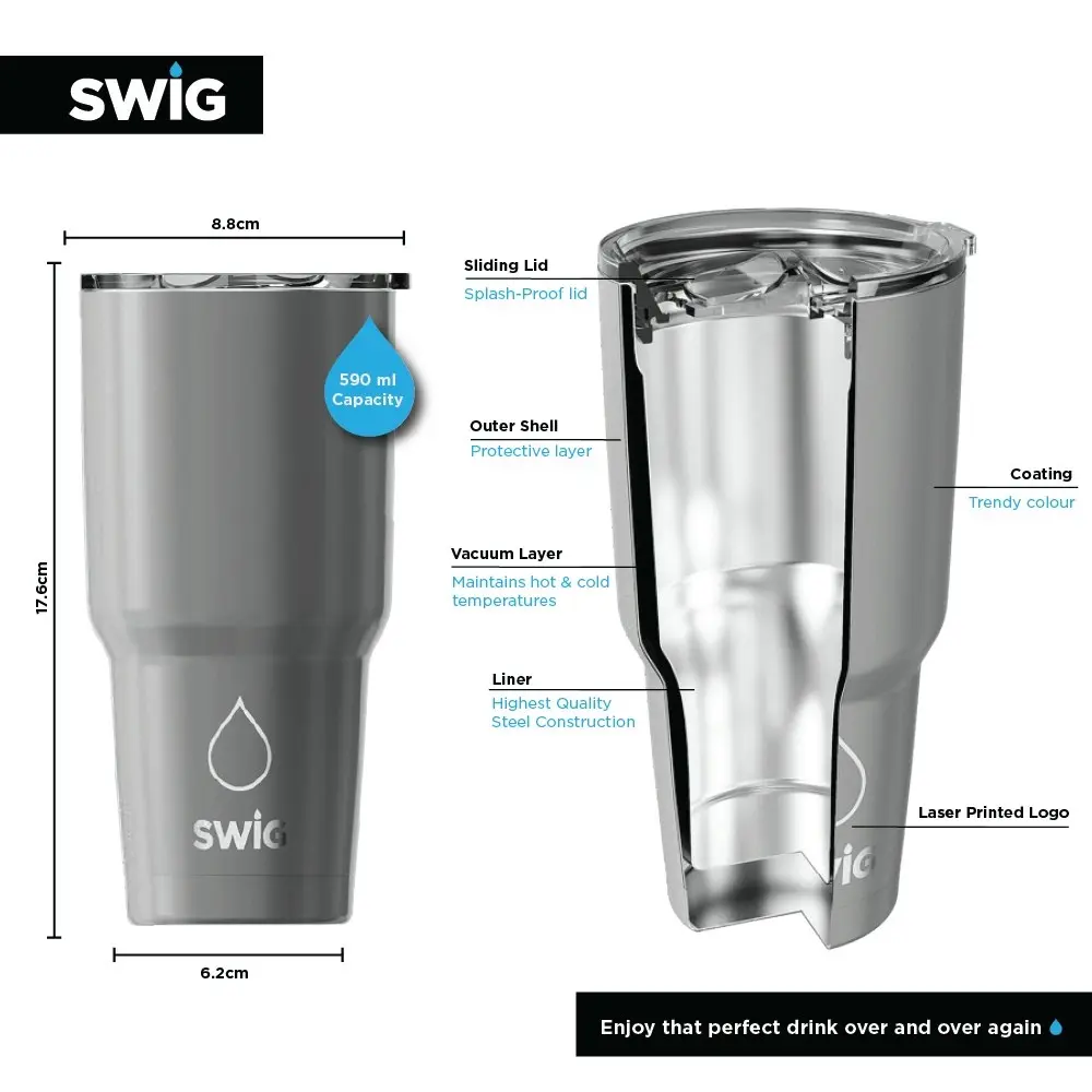 Swig Tumbler Black Marble 590mL