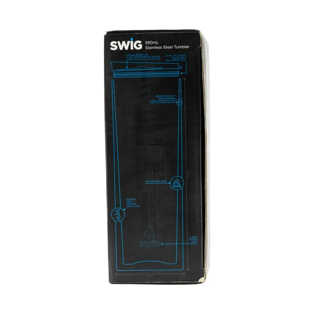 Swig Skinny Tumbler Black Marble 590mL