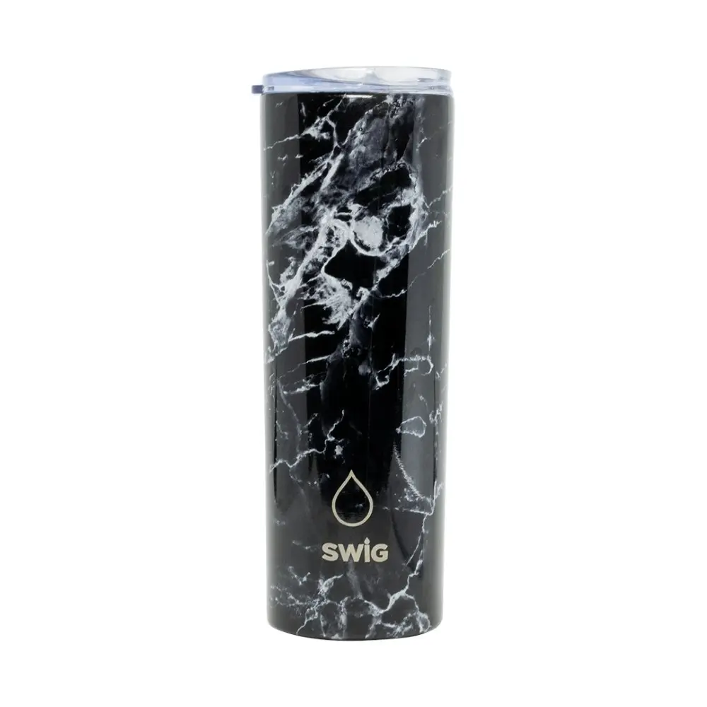 Swig Skinny Tumbler Black Marble 590mL