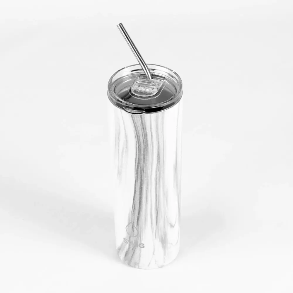 Swig Skinny Tumbler White Marble 590mL