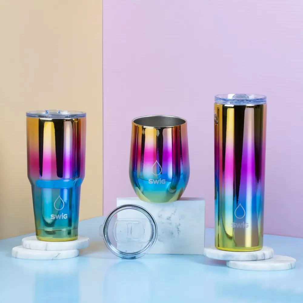 Swig Skinny Tumbler Metallic Rainbow 590mL