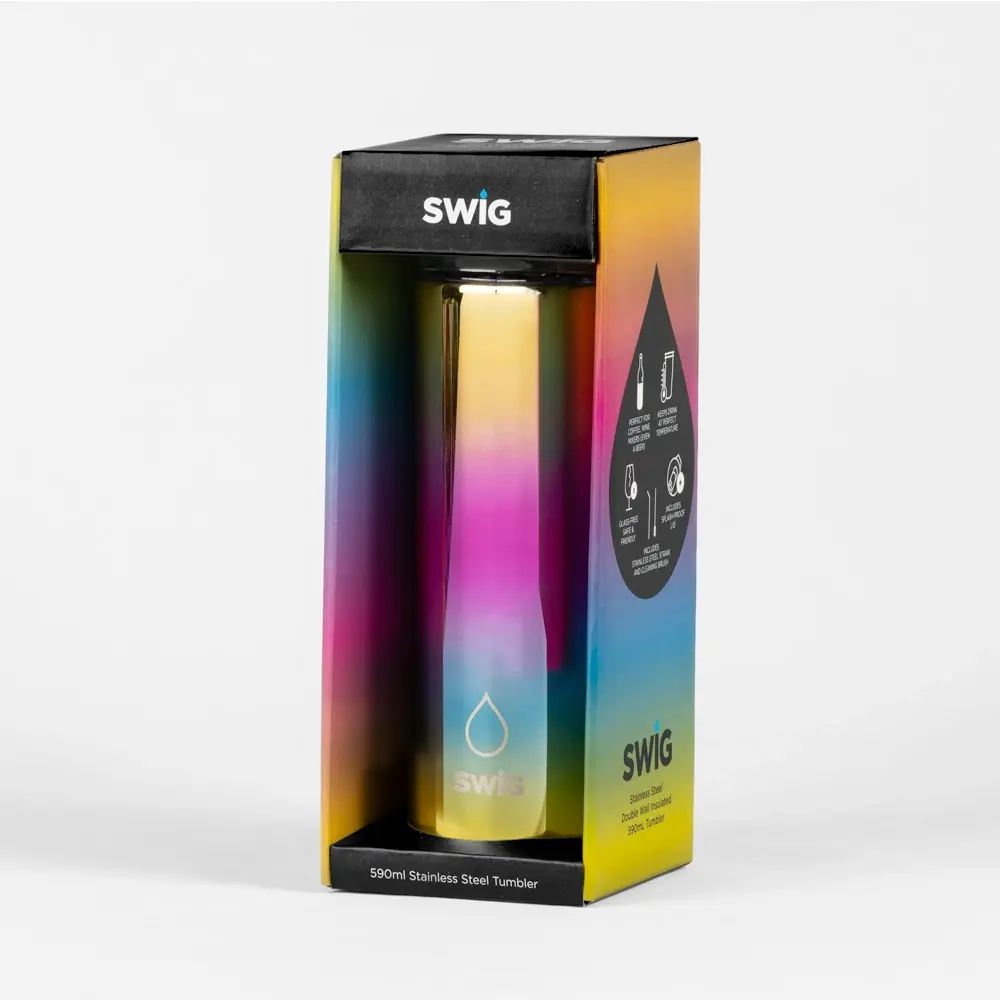 Swig Skinny Tumbler Metallic Rainbow 590mL