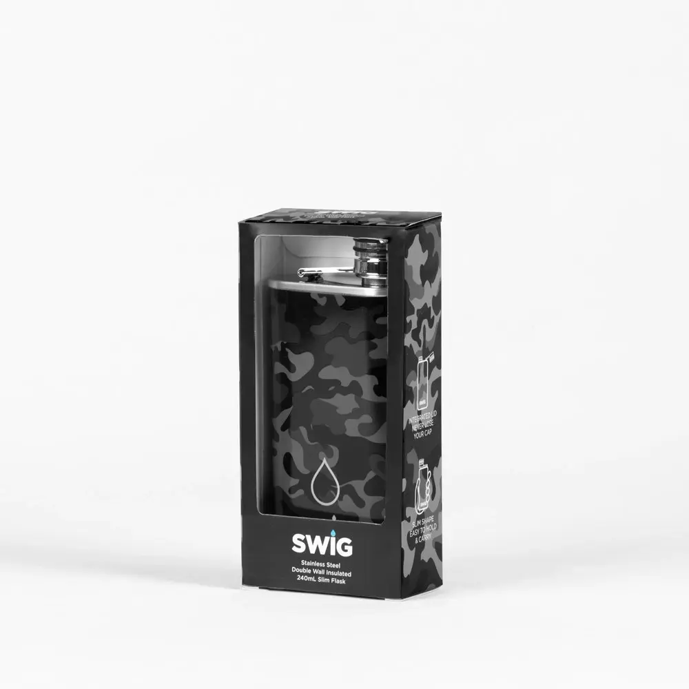 Swig Hip Flask Slim Graphite Camouflage 240mL