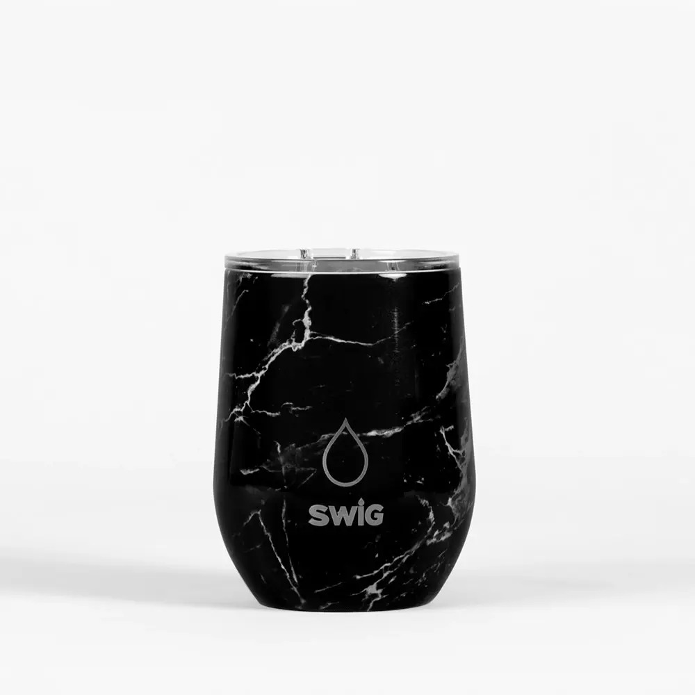 Swig Wine Tumbler Black Marble 360mL