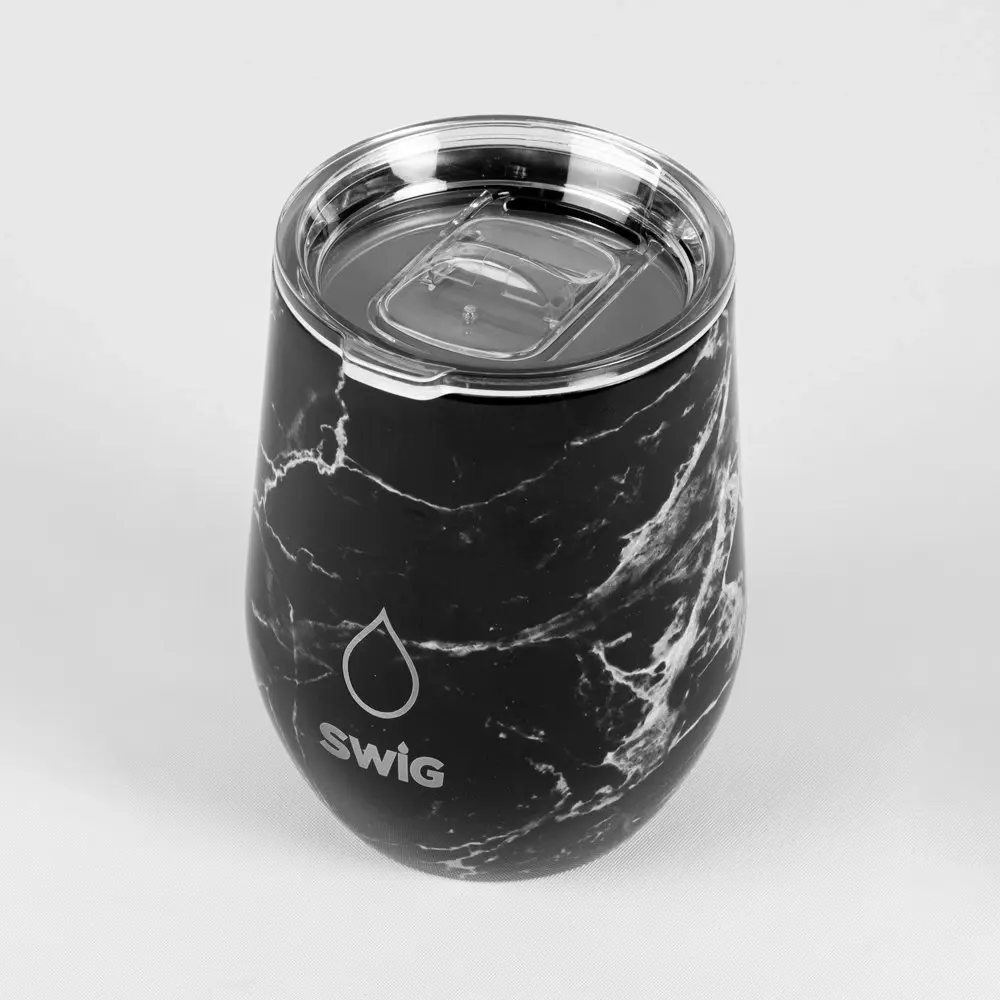 Swig Wine Tumbler Black Marble 360mL