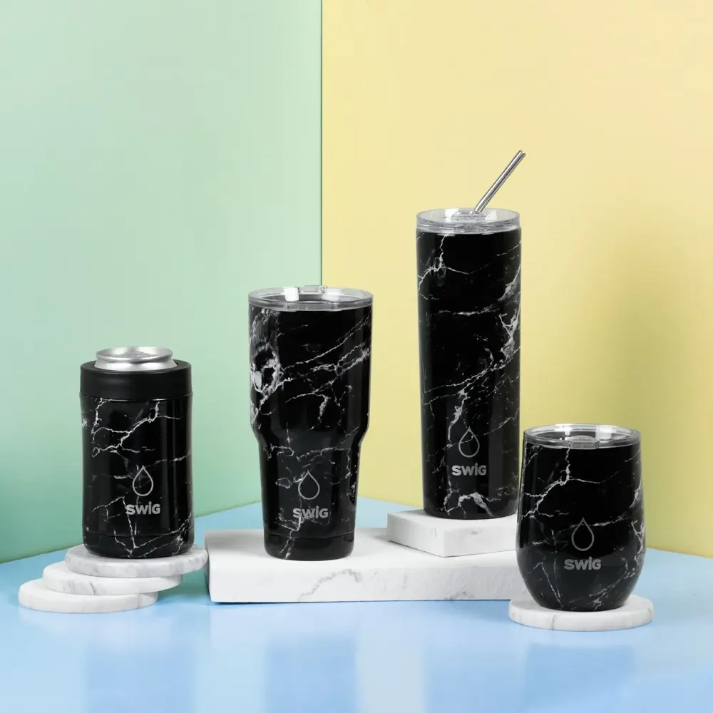 Swig Wine Tumbler Black Marble 360mL