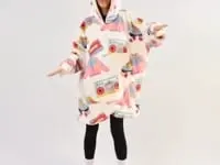 Retro White Oversized Blanket Hoodie