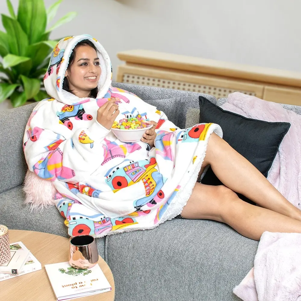 Retro White Oversized Blanket Hoodie