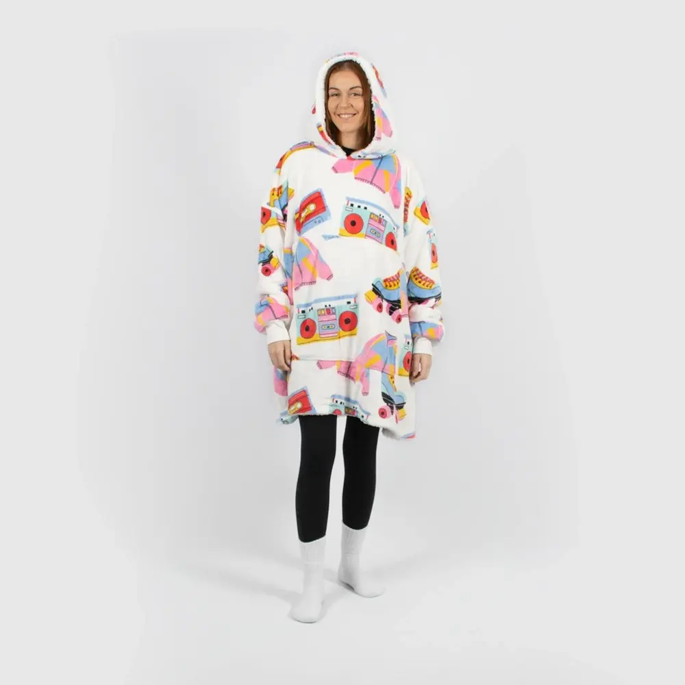 Retro White Oversized Blanket Hoodie