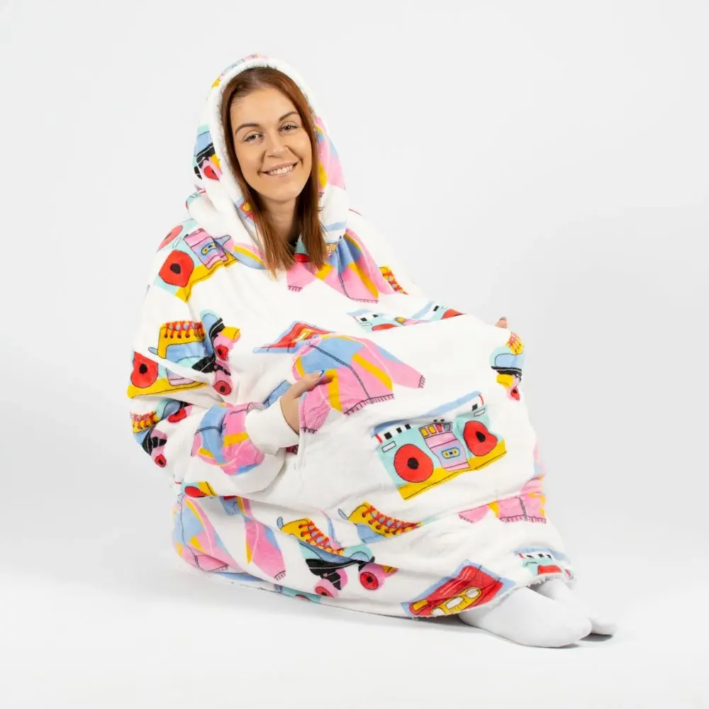 Retro White Oversized Blanket Hoodie