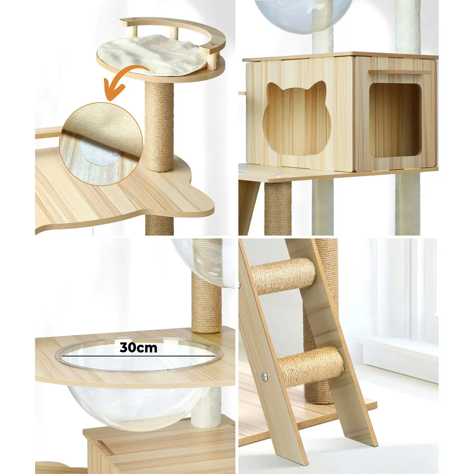 Alopet Cat Tree Scratching Post Scratcher Tower Wood Condo House Bed Large 174CM