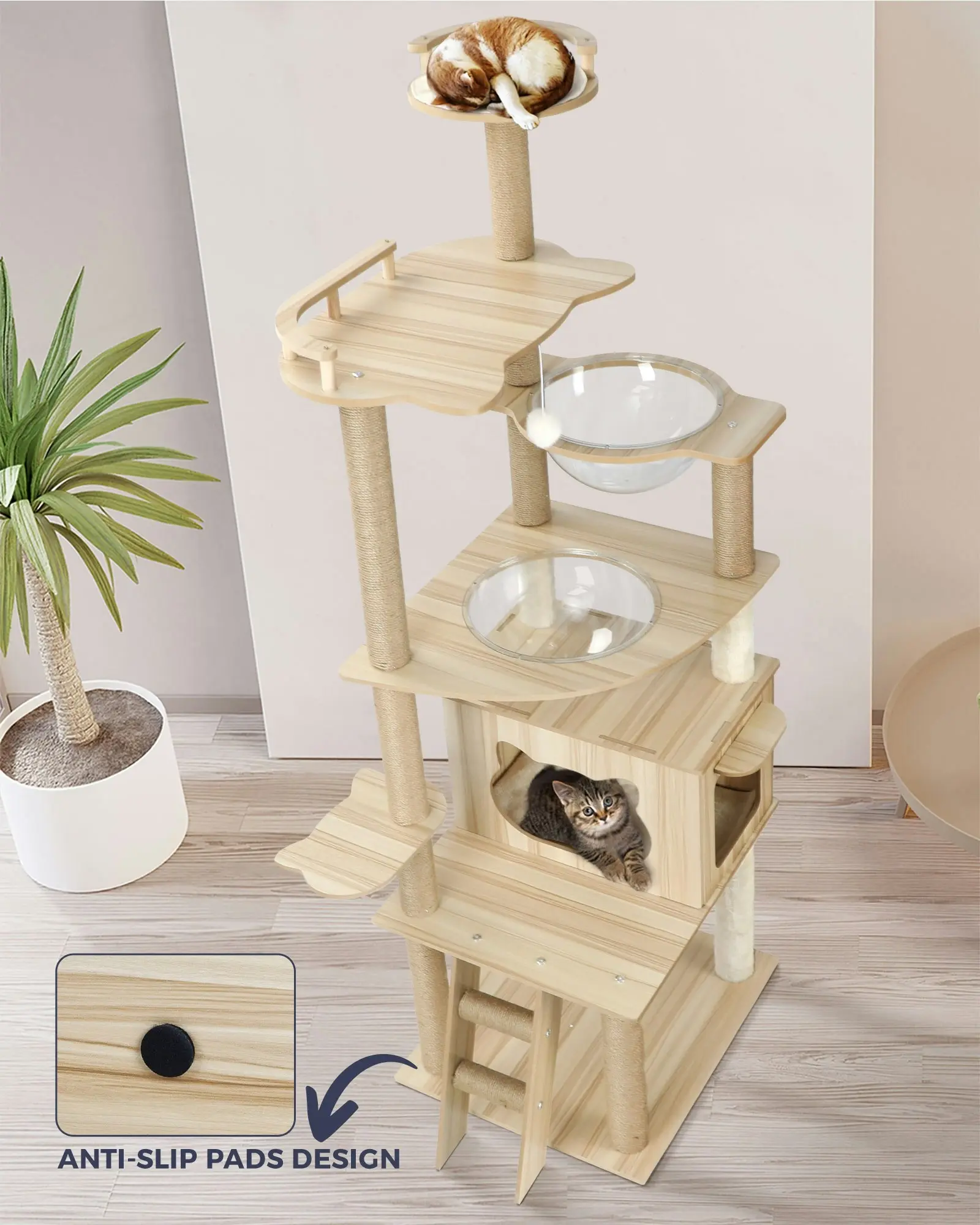 Alopet Cat Tree Scratching Post Scratcher Tower Wood Condo House Bed Large 174CM