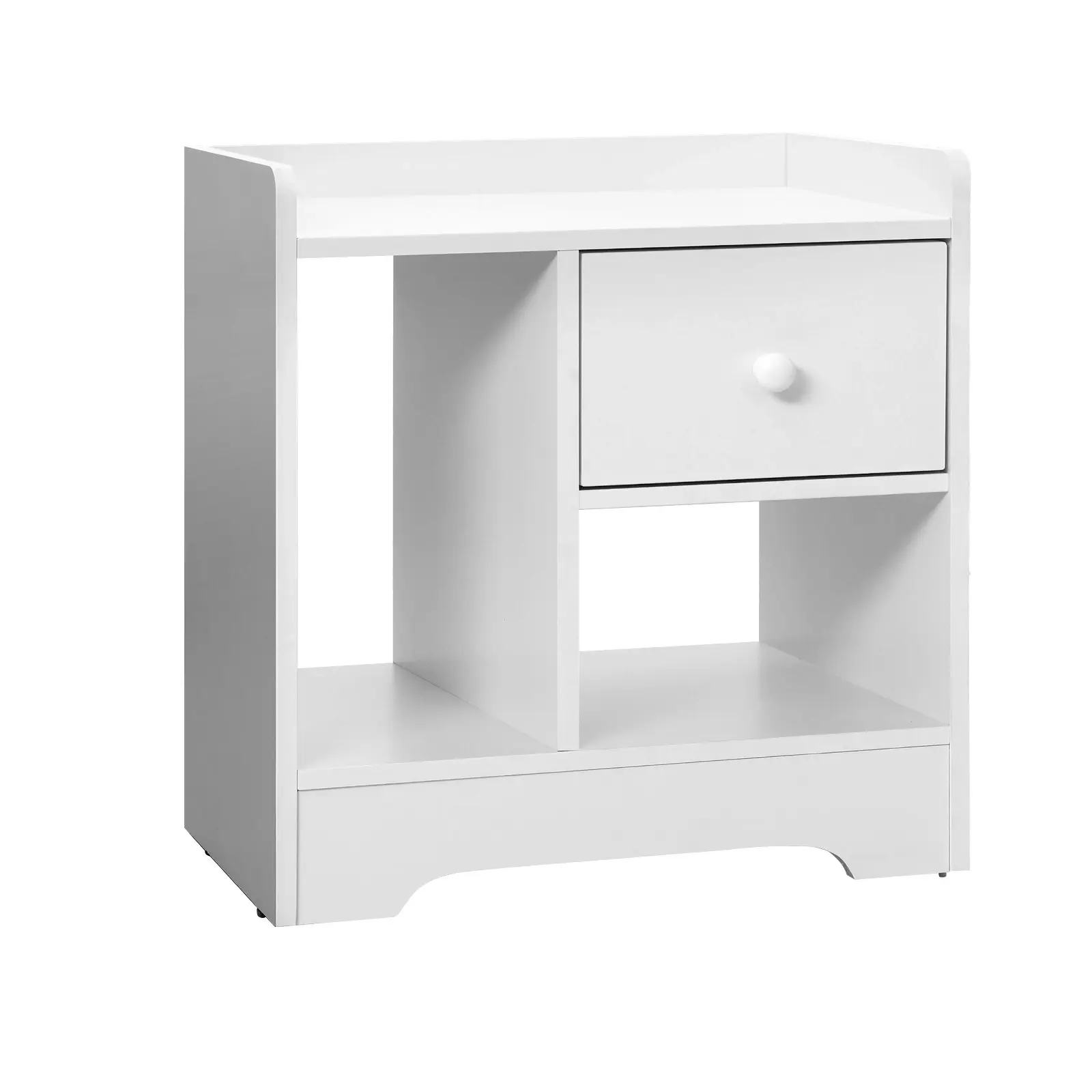 Oikiture Bedside Tables Side Table White Nightstand Storage Drawer Shelf Bedroom