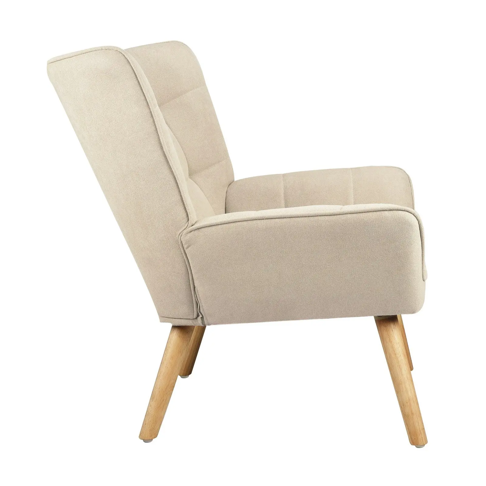 Oikiture Armchair Accent Chairs Sofa Lounge Fabric Upholstered Tub Chair Beige