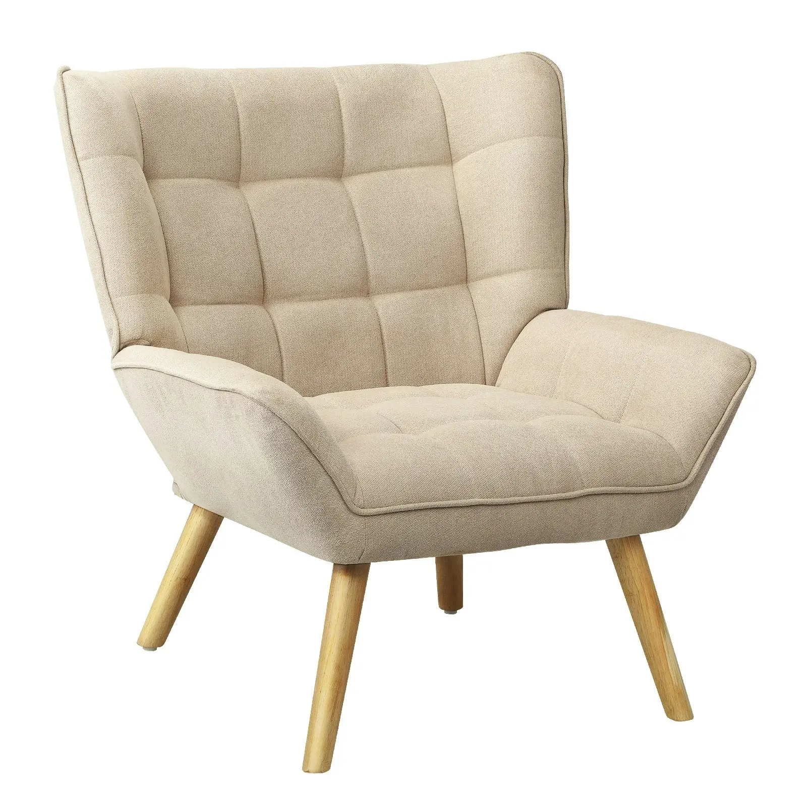 Oikiture Armchair Accent Chairs Sofa Lounge Fabric Upholstered Tub Chair Beige