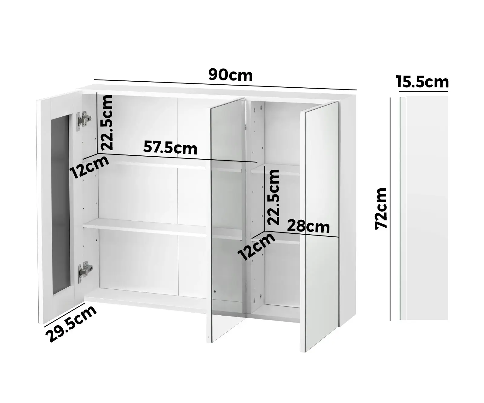 Welba Bathroom Mirror Cabinet Vanity Medicine Wall Storage 900mm x 720mm