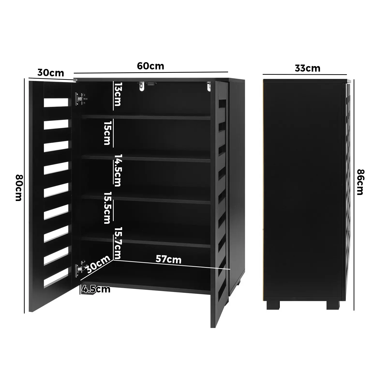 Oikiture Shoes Rack Shoe Storage Cabinet Organiser Shelf 2 Doors 20 Pairs Black