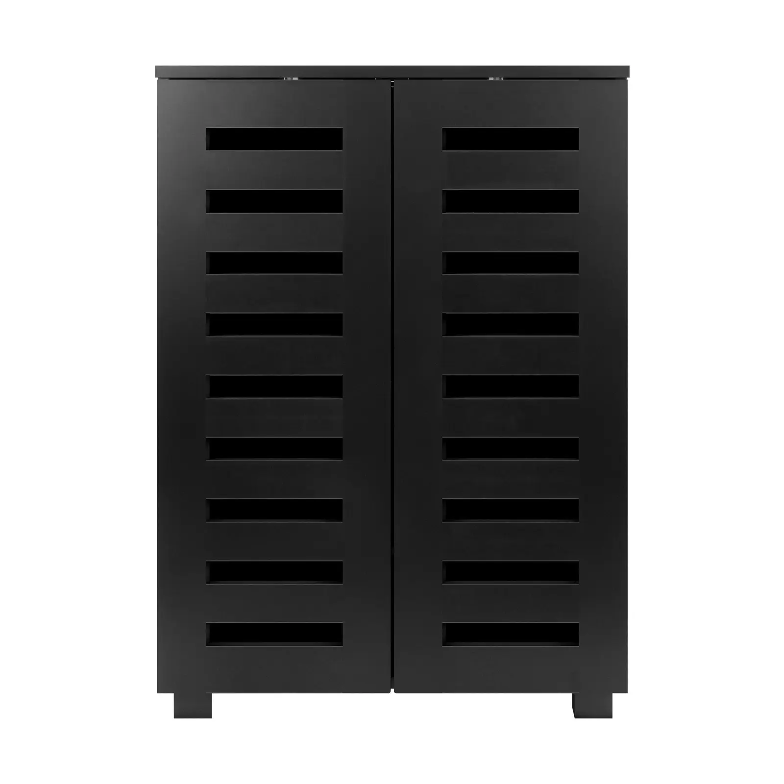 Oikiture Shoes Rack Shoe Storage Cabinet Organiser Shelf 2 Doors 20 Pairs Black