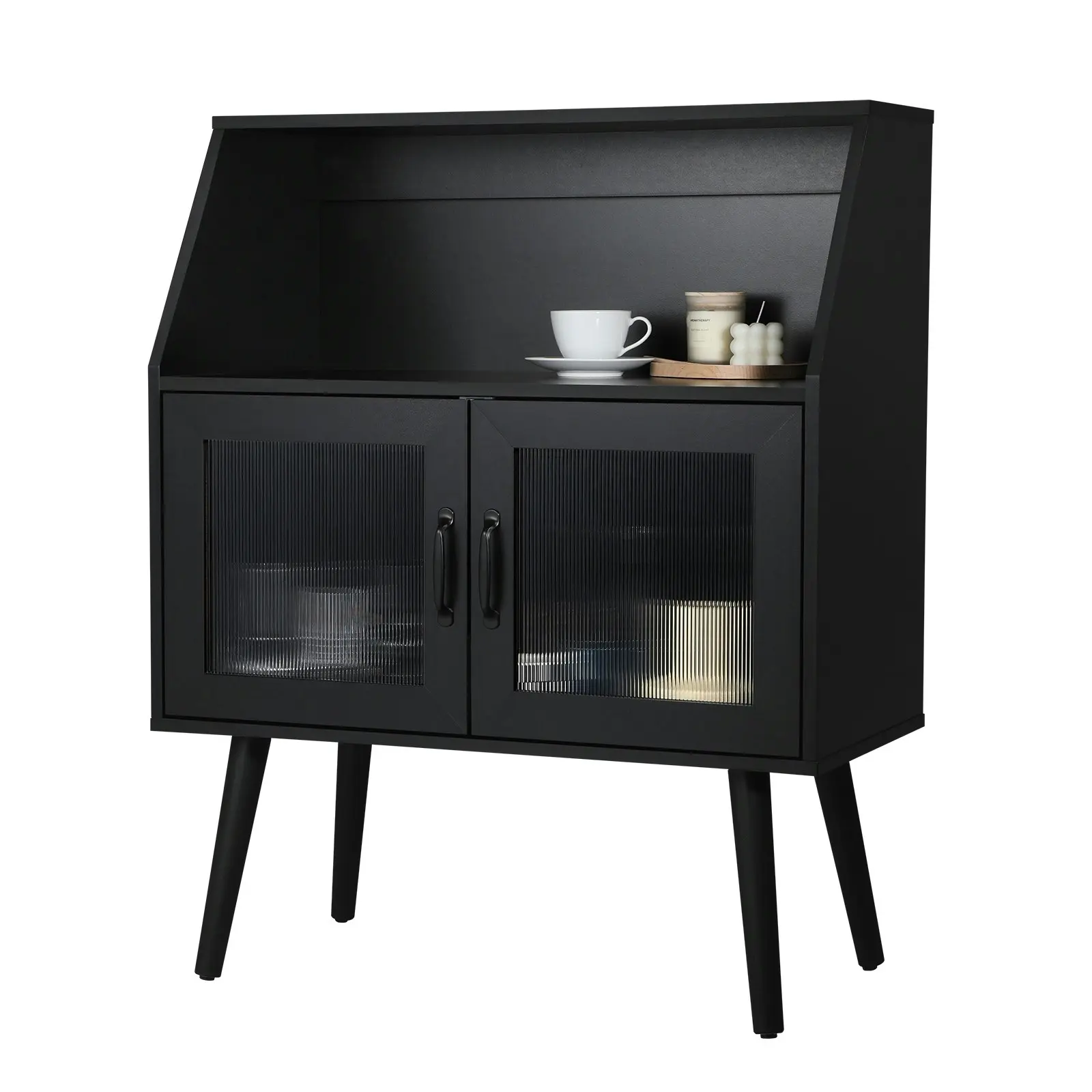 Oikiture Buffet Sideboard Cabinet Storage Cupboard Kitchen Hallway Table Black