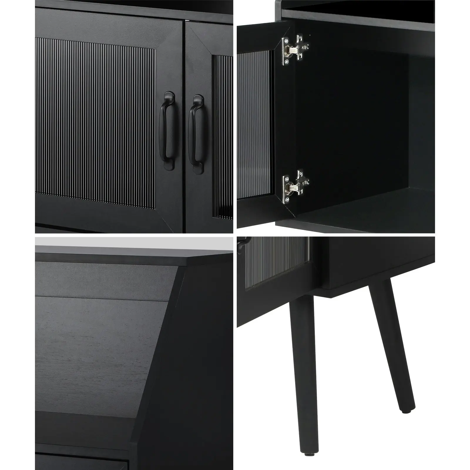 Oikiture Buffet Sideboard Cabinet Storage Cupboard Kitchen Hallway Table Black