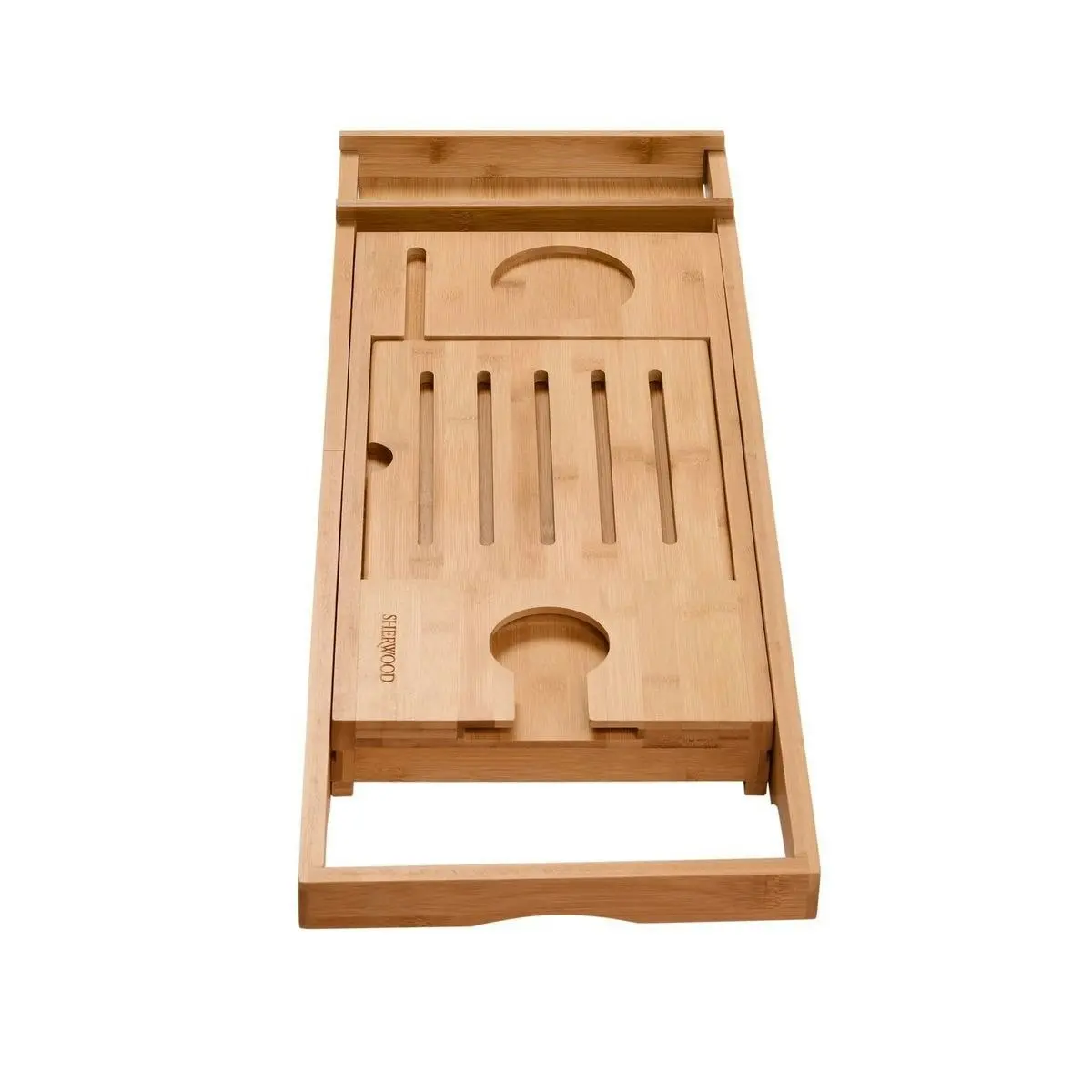 Sherwood Home Bamboo Bed and Bathtub Caddy Tray with Support Frame - Natural Bamboo - 75.5x25.5x6cm