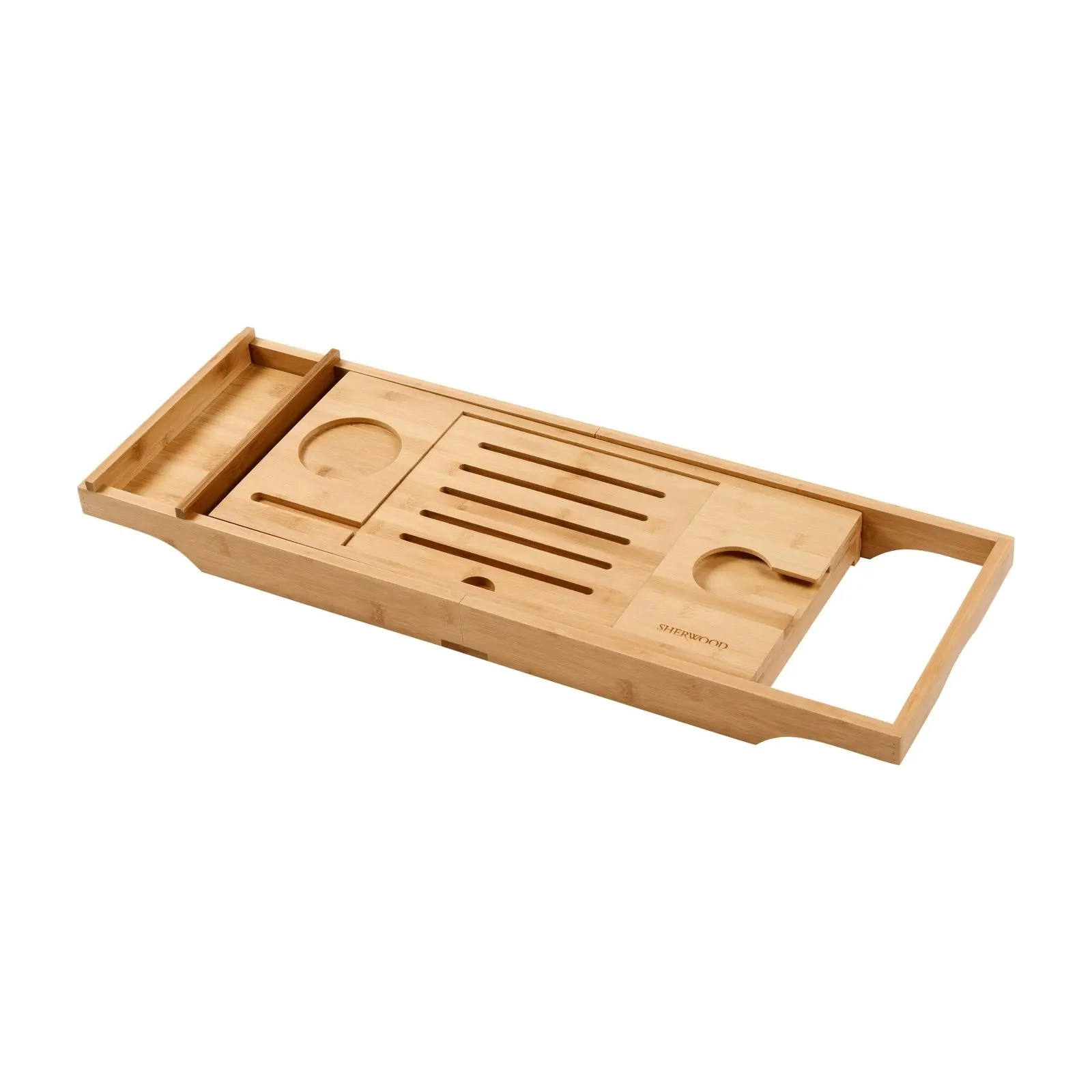 Sherwood Home Bamboo Bed and Bathtub Caddy Tray with Support Frame - Natural Bamboo - 75.5x25.5x6cm