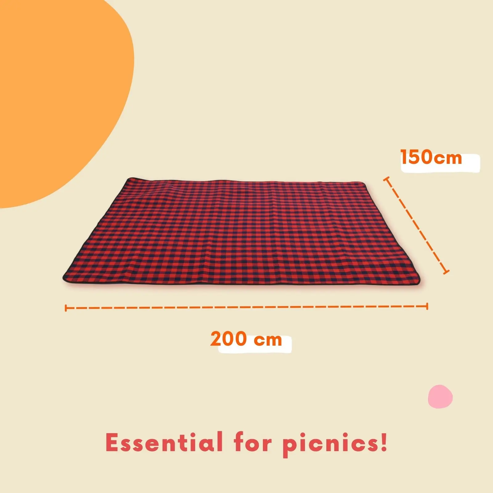 Hunter Waterproof Picnic Rug - Red & White Gingham