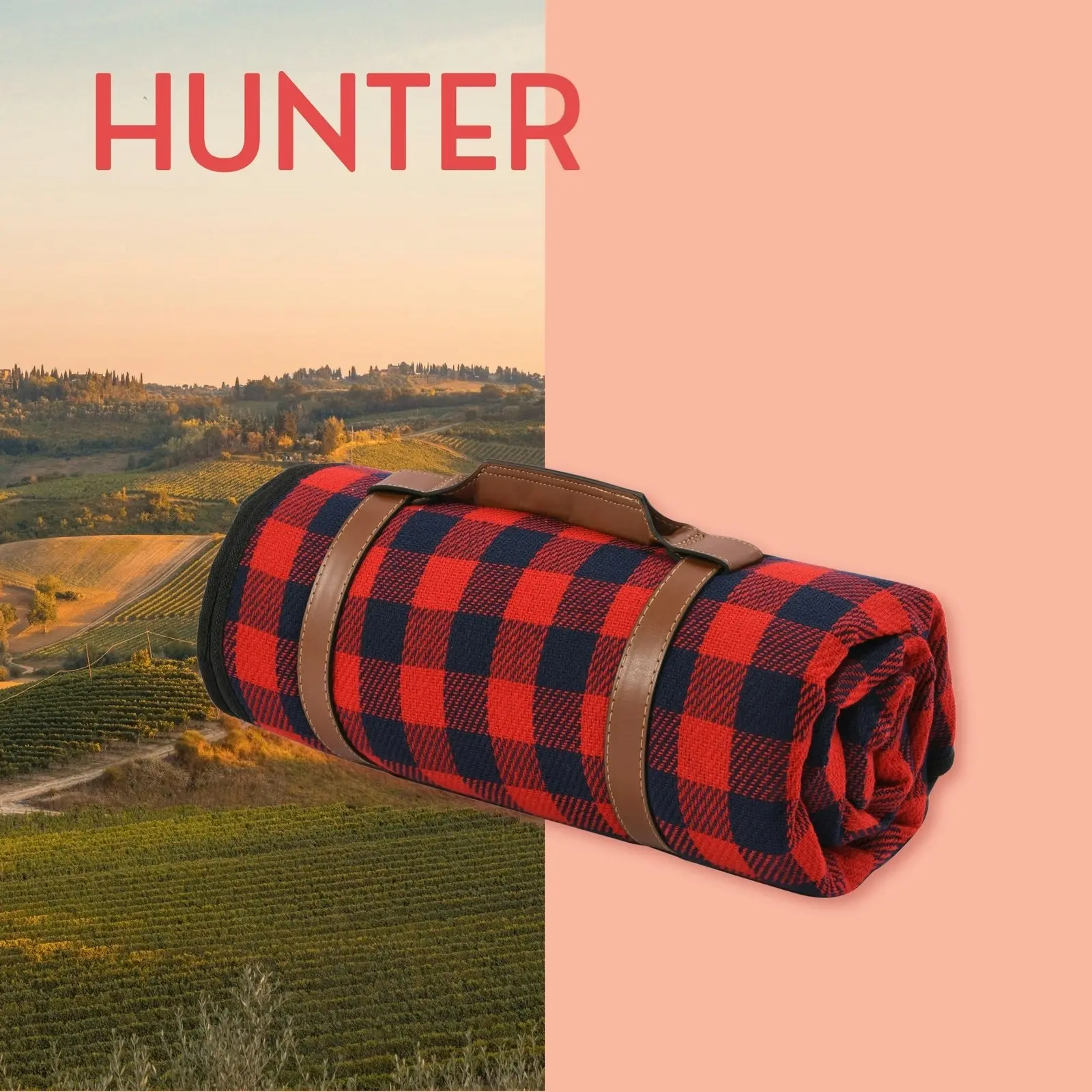 Hunter Waterproof Picnic Rug - Red & White Gingham