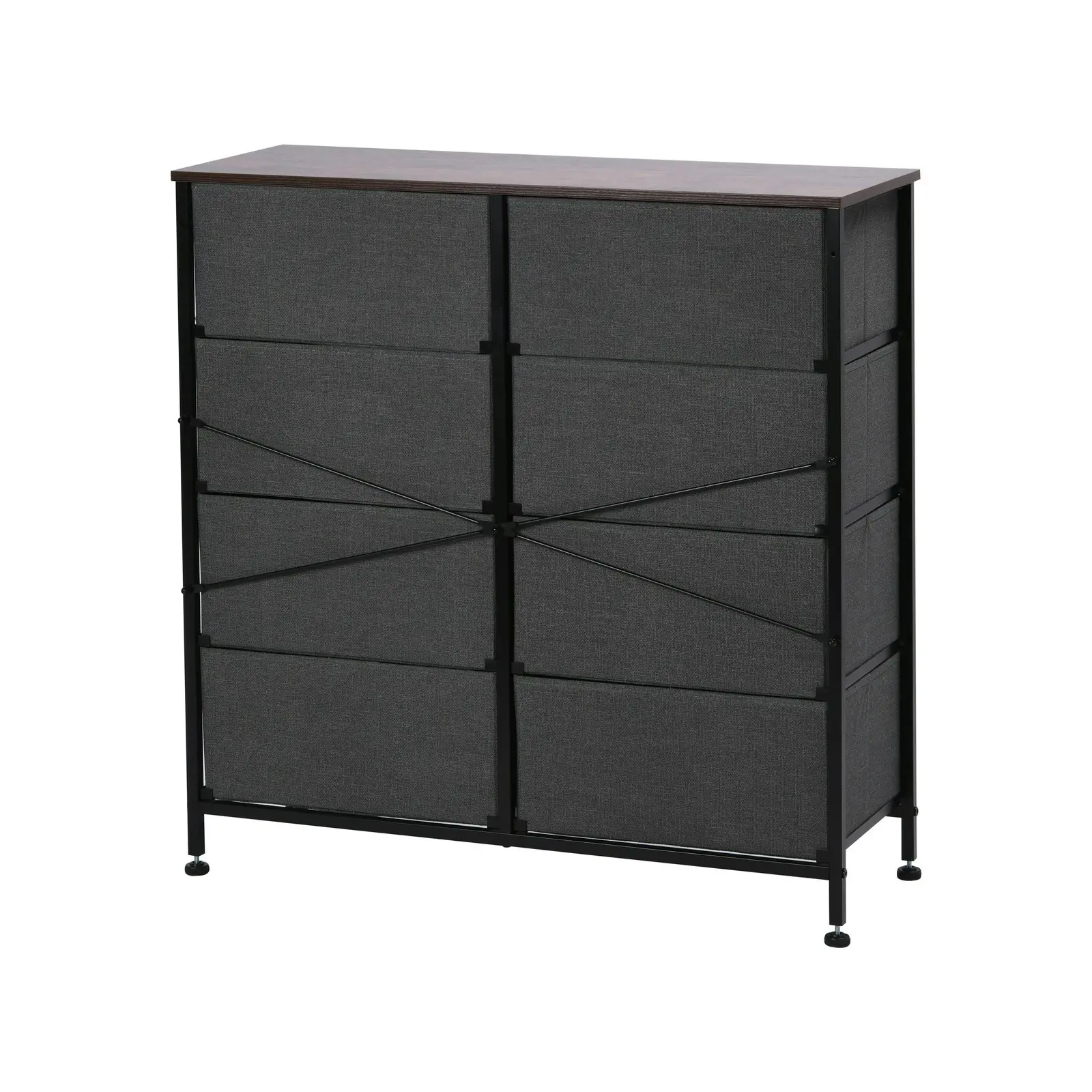 Sherwood Luna 8 Drawer Fabric Home Storage Dresser Charcoal (TW Exclusive)