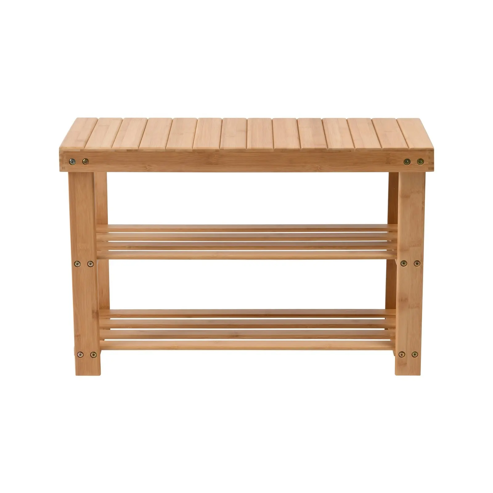 Sherwood Vivonne 2-Tier Bamboo Bench with Shoe Rack Natural Bamboo Shoe Organiser 70x28x45.5cm