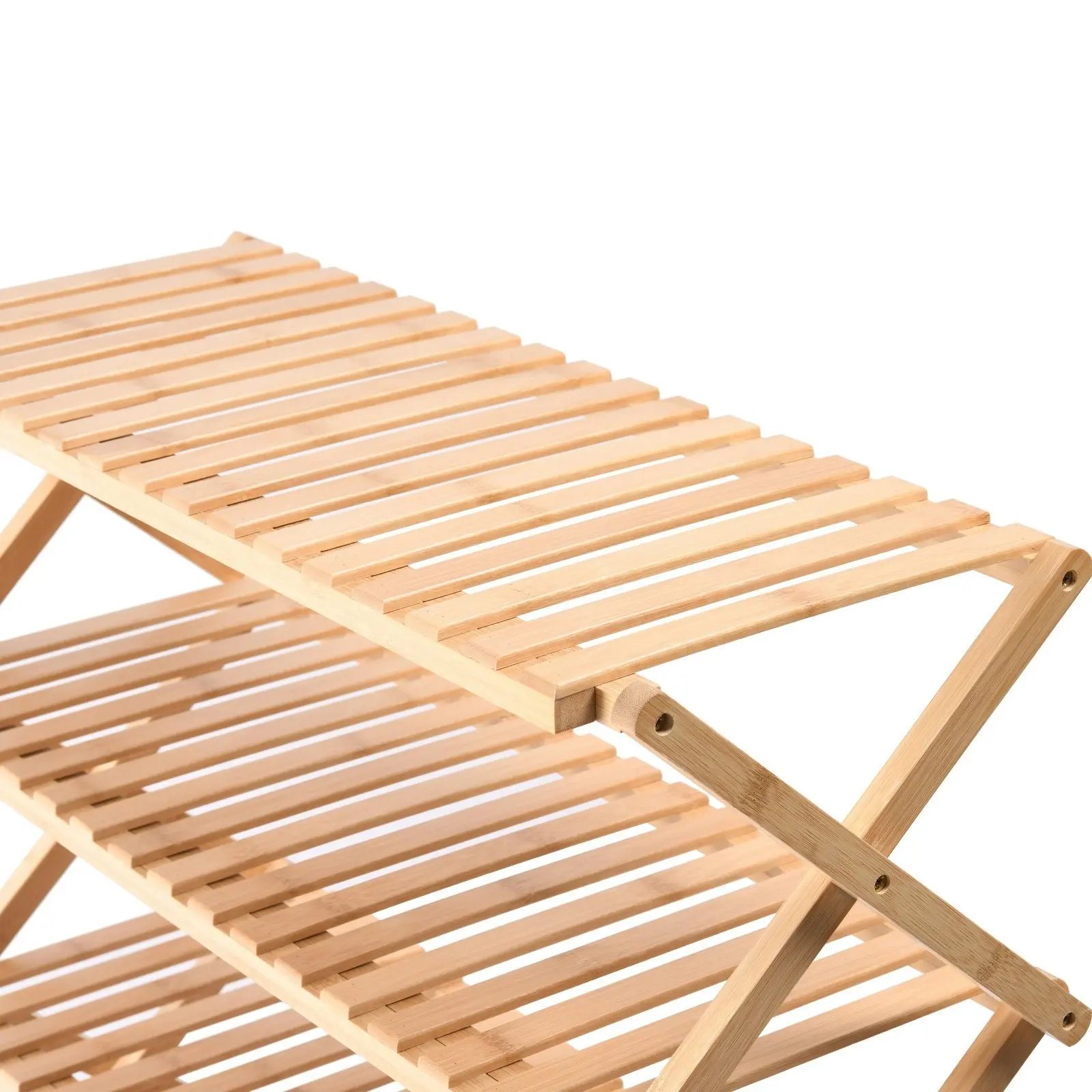 Sherwood Vivonne 6-Tier Bamboo Shoe Rack Natural Colour and Sturdy Construction Foldable Storage 103x70x27.5cm