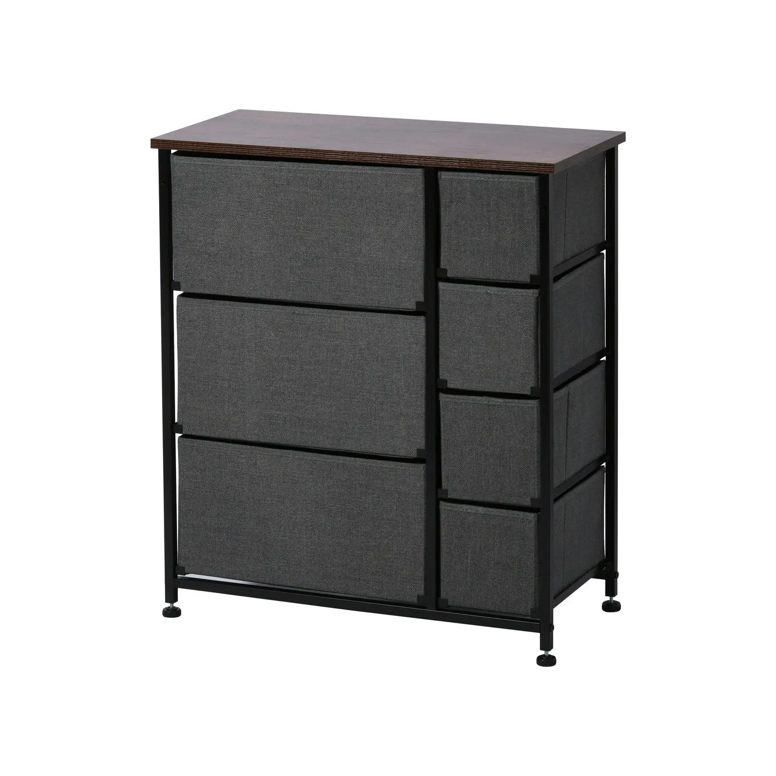 Sherwood Luna 7 Drawer Fabric Home Storage Dresser Charcoal (TW Exclusive)