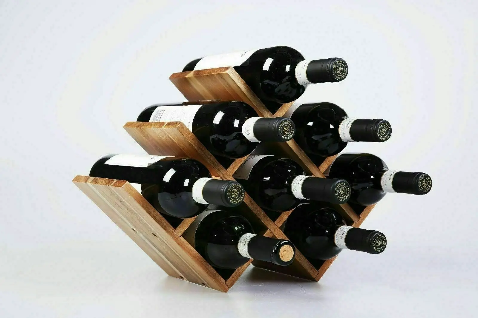 Sherwood Home Natural Acacia Wood 8 Bottle Tabletop Wine Rack - Brown