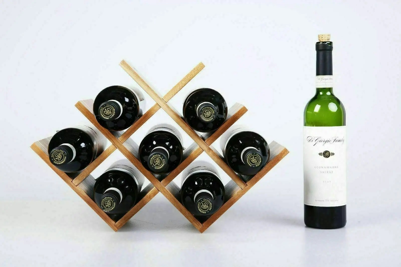 Sherwood Home Natural Acacia Wood 8 Bottle Tabletop Wine Rack - Brown