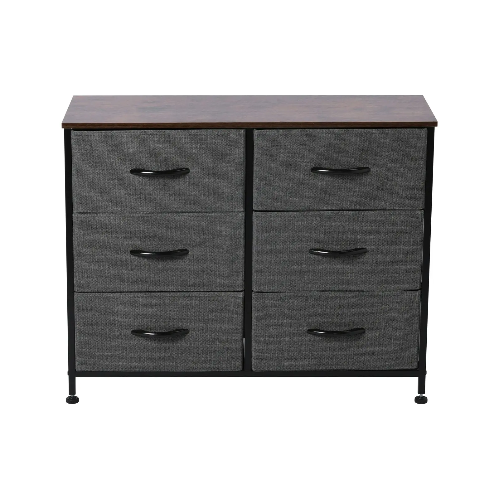 Sherwood Luna 6 Drawer Fabric Home Storage Dresser Charcoal 