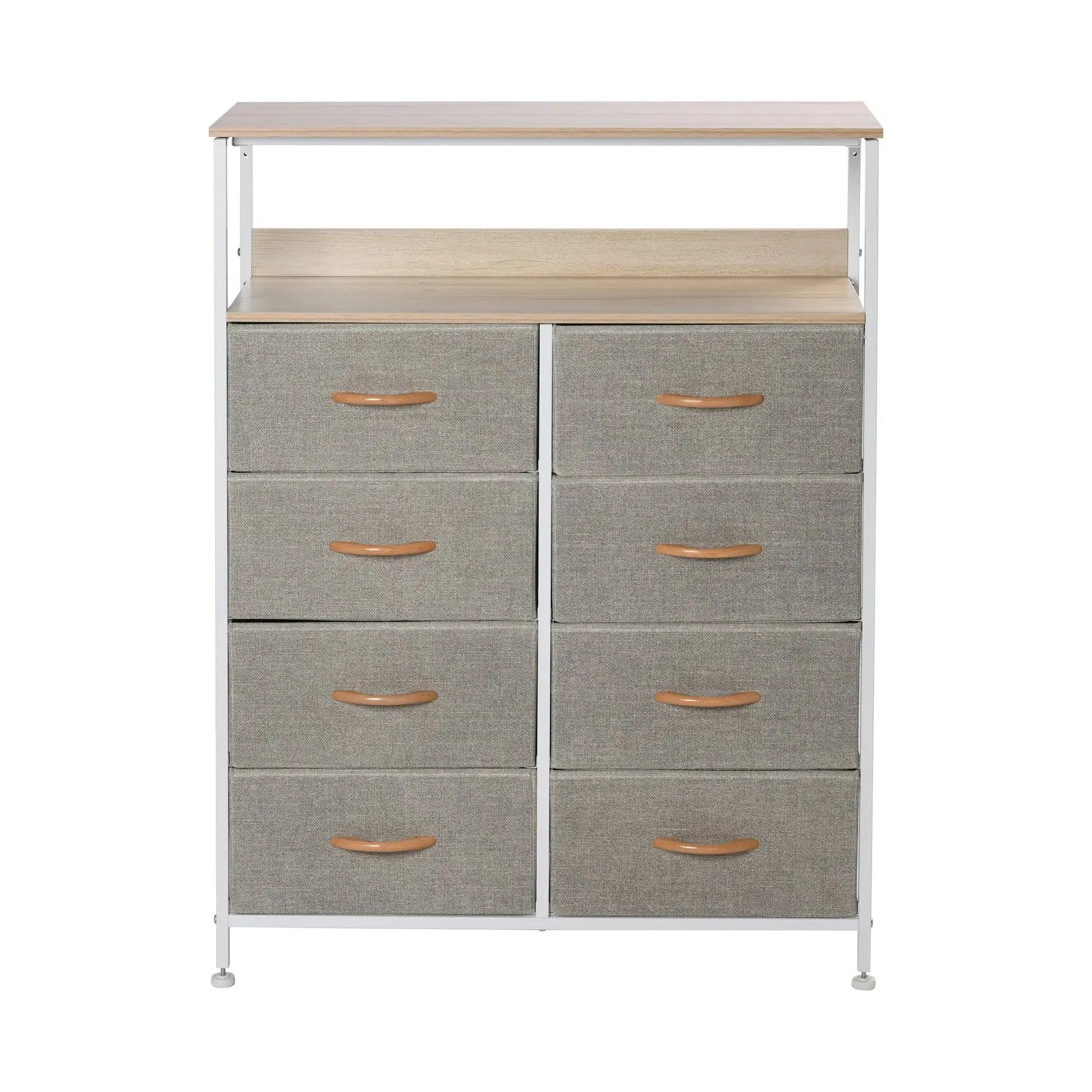 Sherwood Luna 8 Drawer Fabric Home Storage Dresser With Shelf Cream