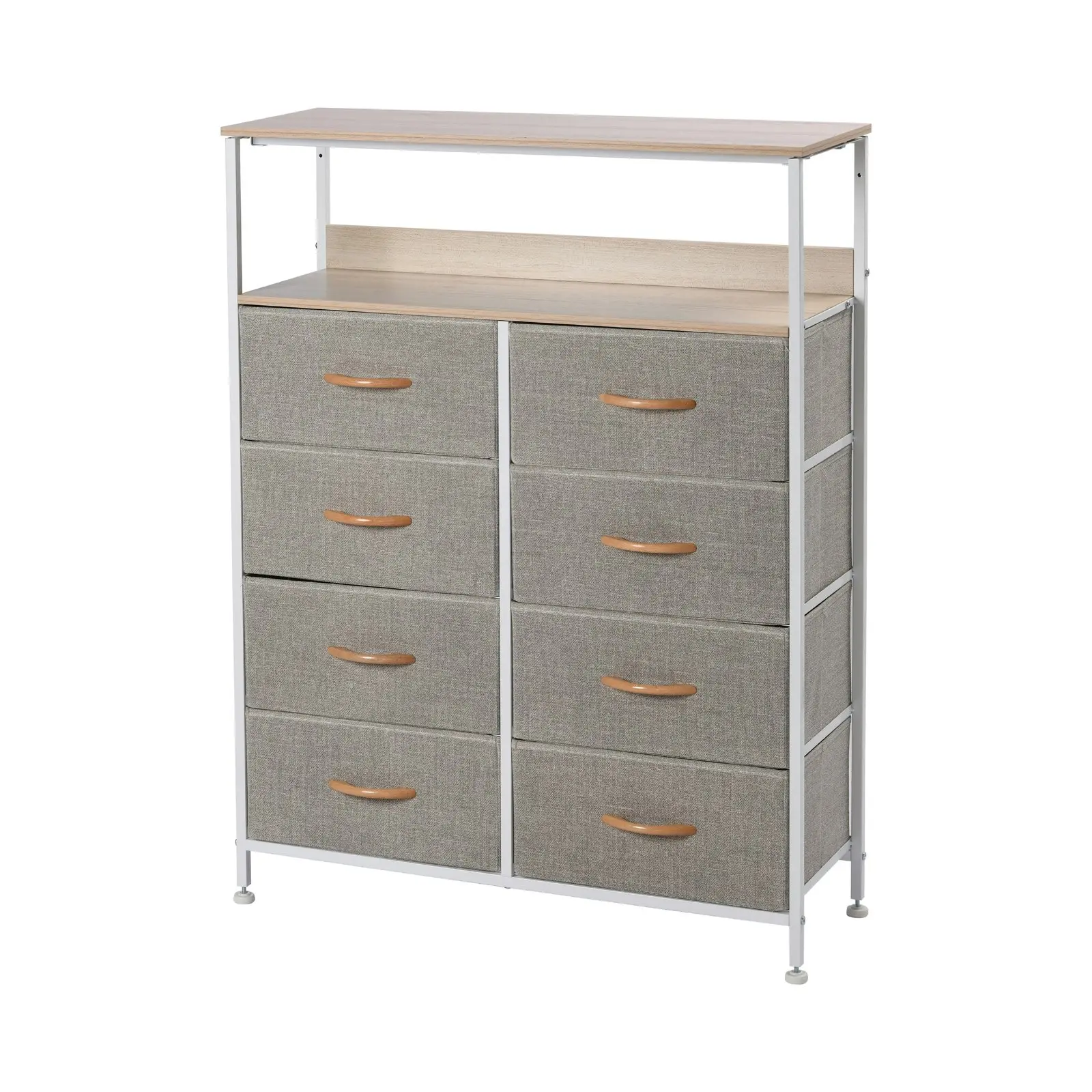 Sherwood Luna 8 Drawer Fabric Home Storage Dresser With Shelf Cream