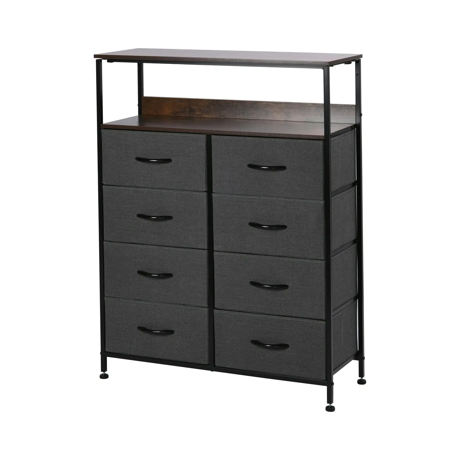 Sherwood Luna 8 Drawer Fabric Home Storage Dresser With Shelf Charcoal