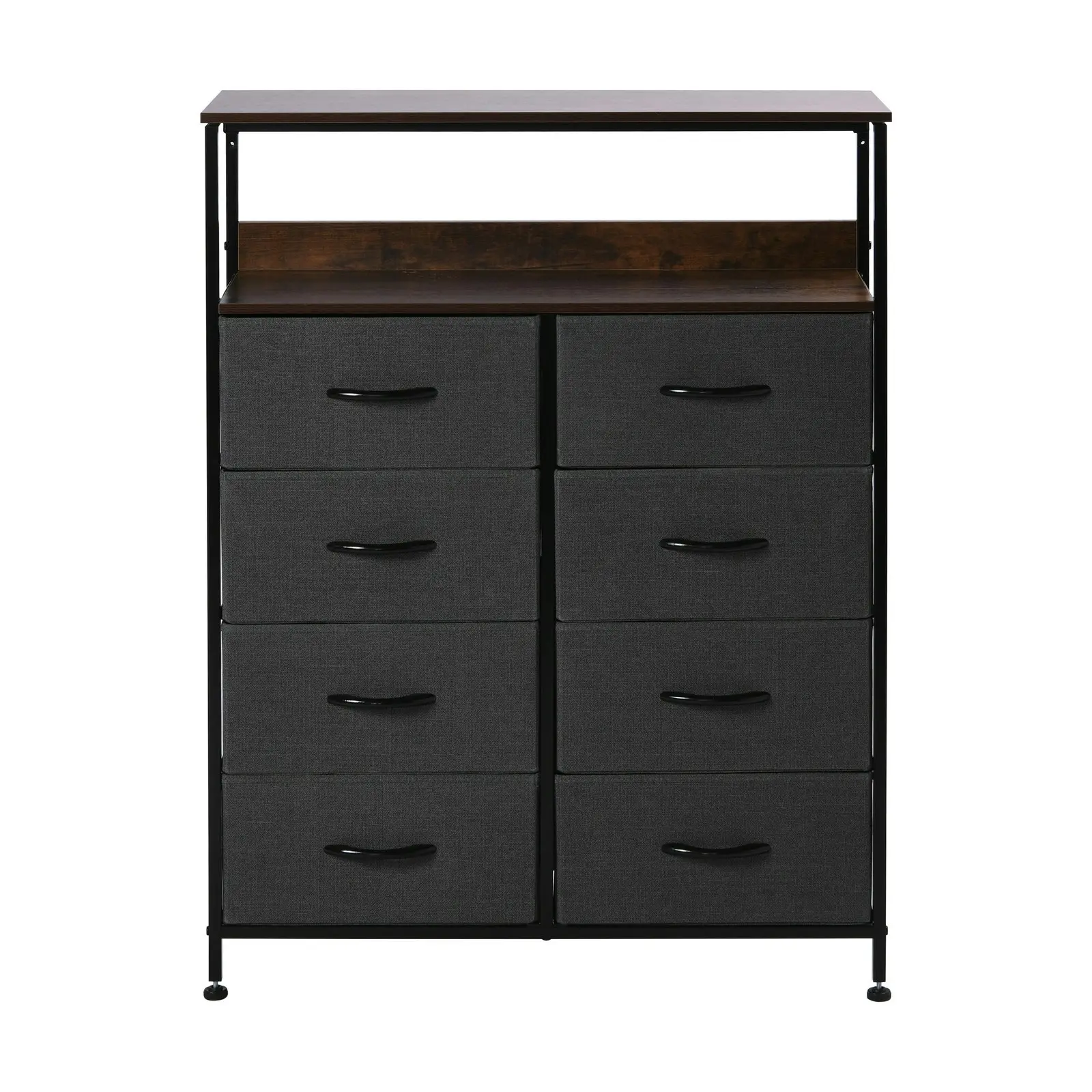 Sherwood Luna 8 Drawer Fabric Home Storage Dresser With Shelf Charcoal