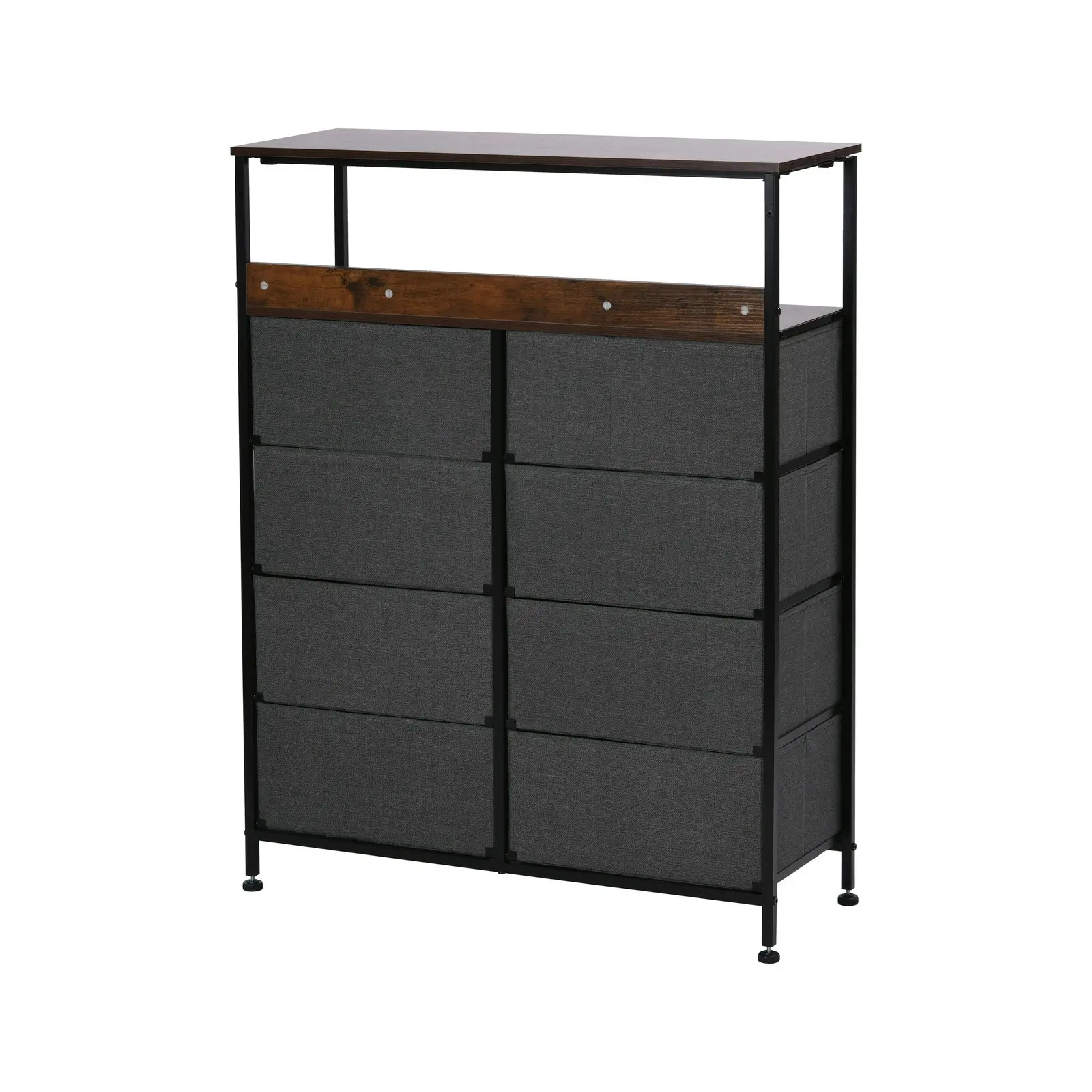 Sherwood Luna 8 Drawer Fabric Home Storage Dresser With Shelf Charcoal