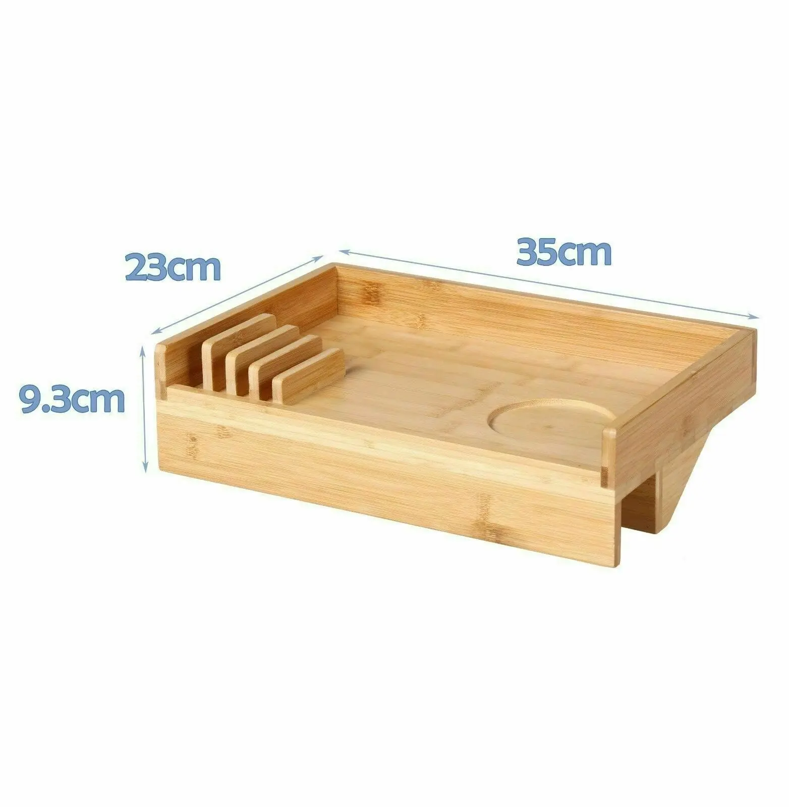 Sherwood Home Bamboo Bed Side Shelf Table with Adustable Clamp Natural Brown 35x23x9.3cm