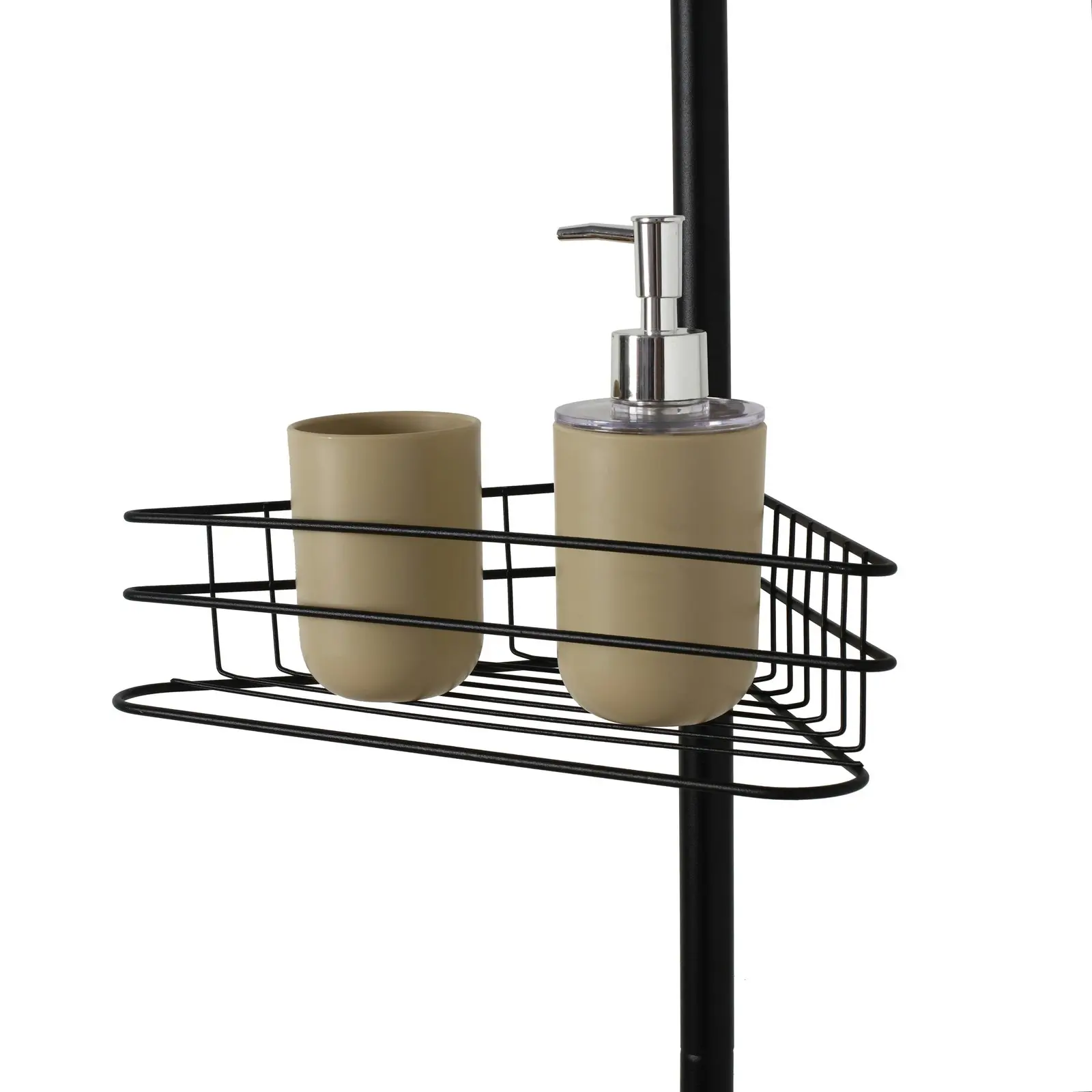 Sherwood Home Adjustable Telescopic 4 Tier Corner Shower Caddy Rack Black