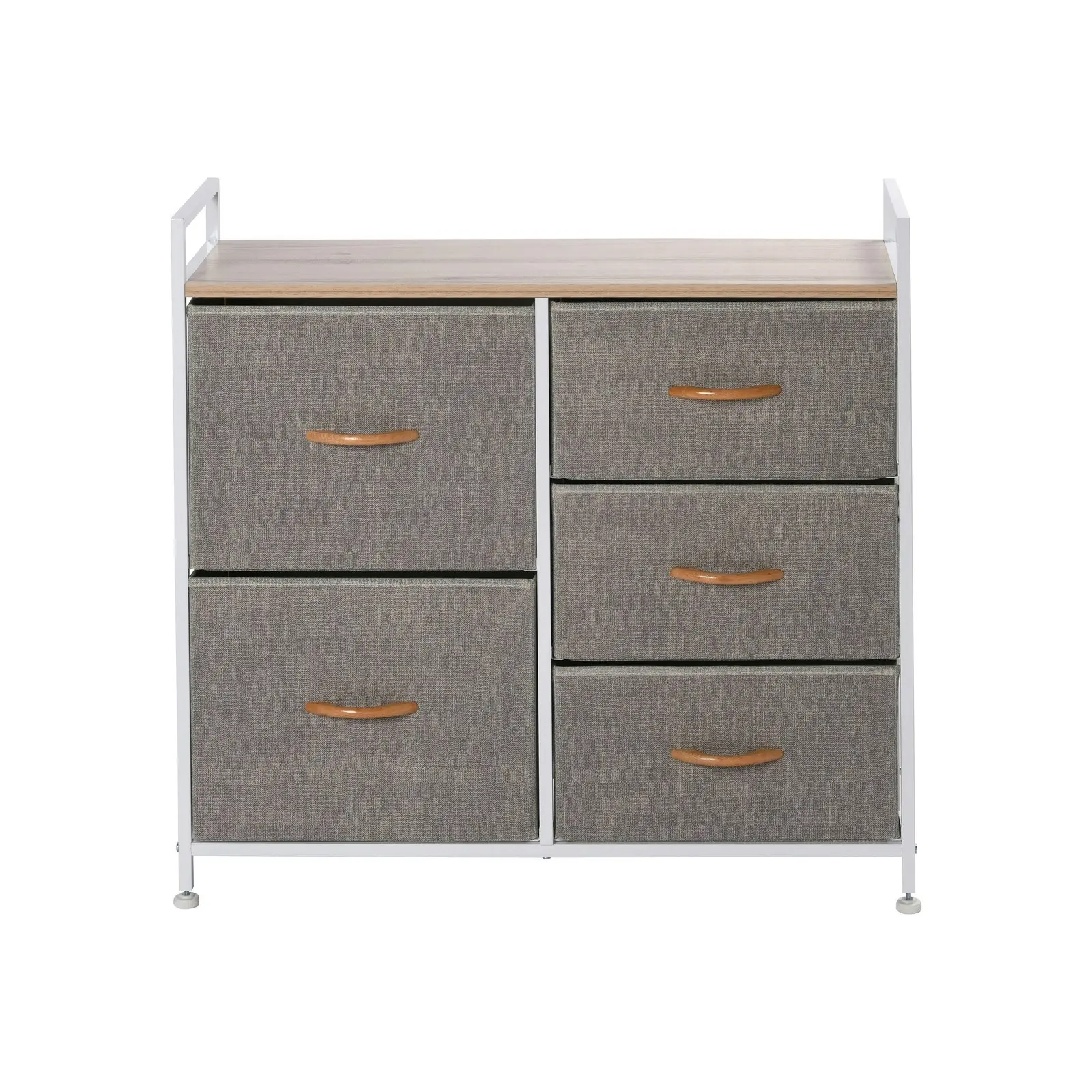 Sherwood Luna 5 Drawer Fabric Home Storage Dresser Cream