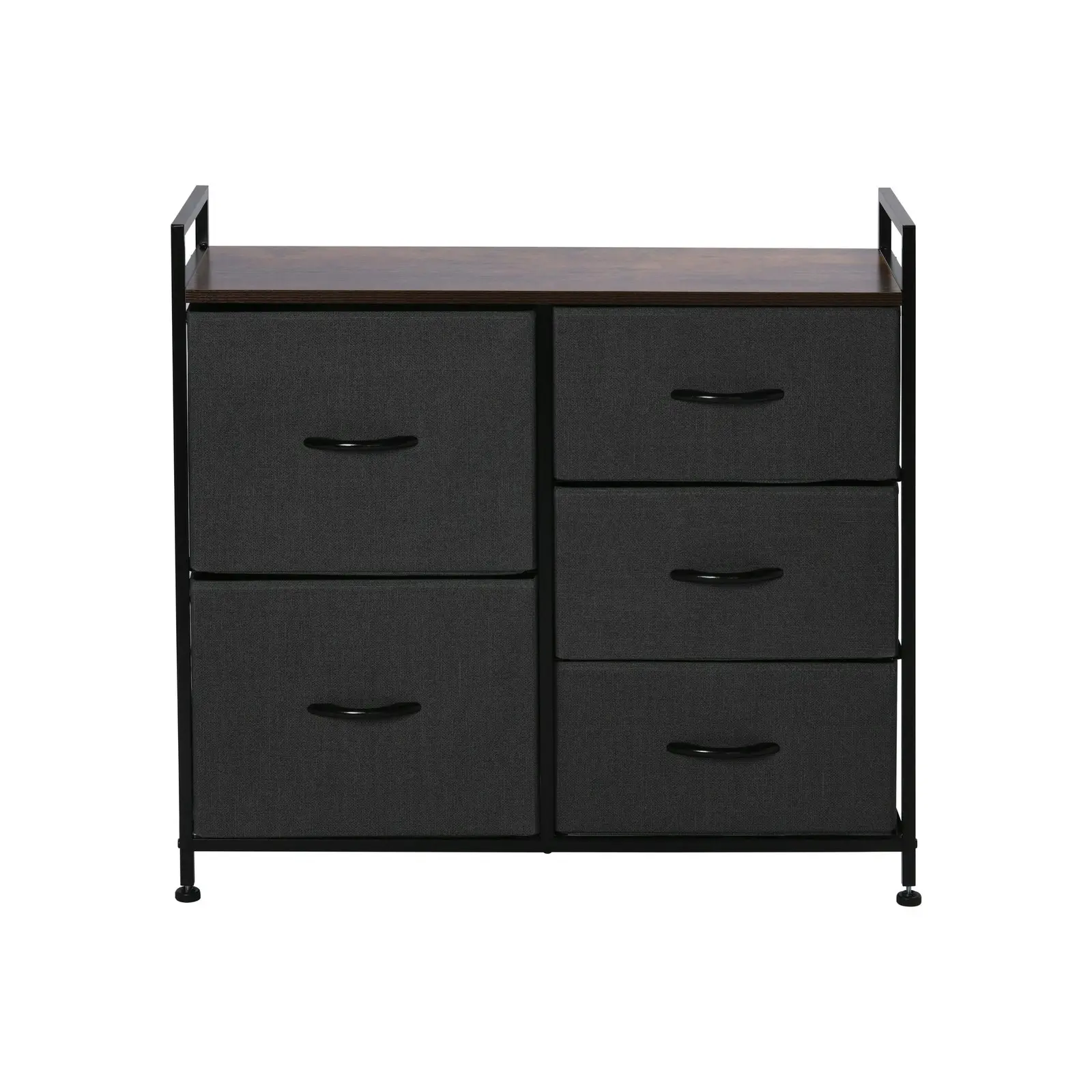 Sherwood Luna 5 Drawer Fabric Home Storage Dresser Charcoal 