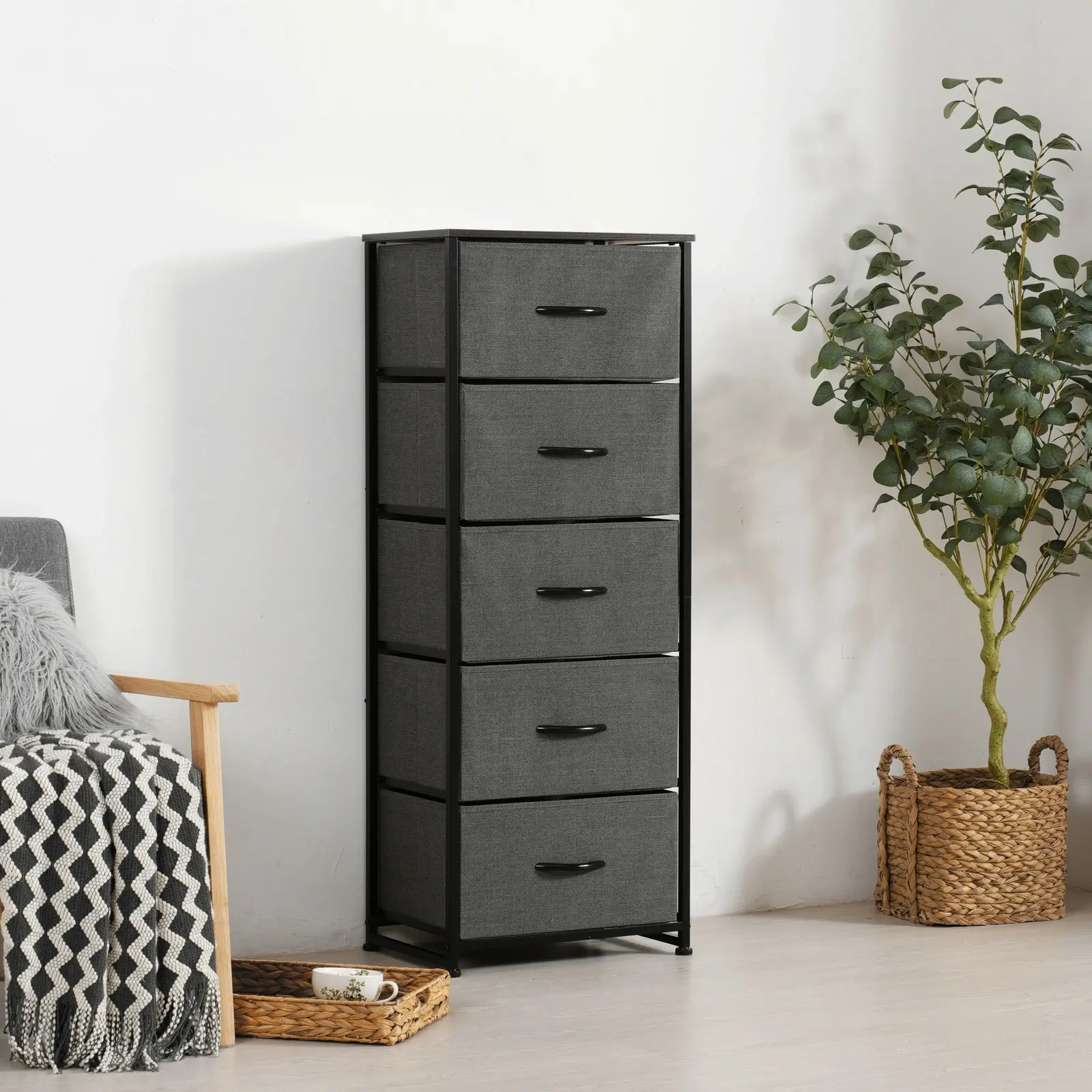 Sherwood Luna 5 Drawer Tallboy Charcoal (TW Exclusive)