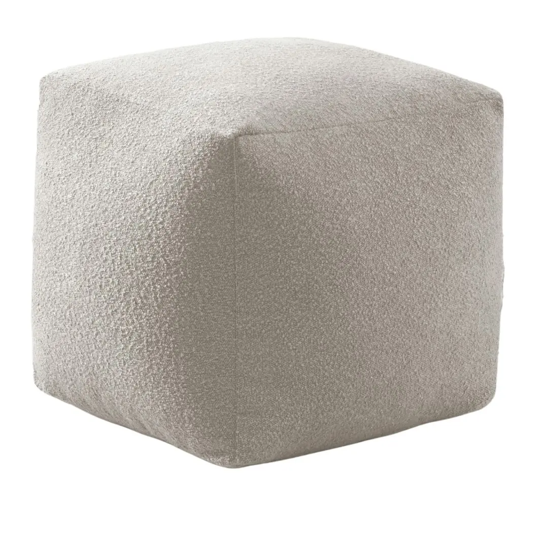 Cadence & Co. Blake Boucle Pouffe Cover Parchment 50x50x50cm